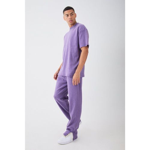 Ensemble côtelé avec t-shirt et jogging fendu - Boohooman - Modalova