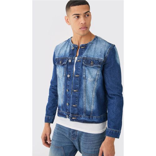 Veste en jean sans col - S - Boohooman - Modalova