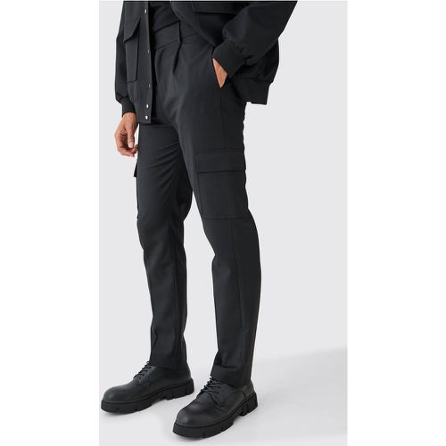 Tailored Cargo Pocket Straight Leg Trousers - Boohooman - Modalova