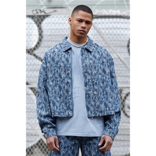 Veste oversize en jean à déchirures - L - Boohooman - Modalova