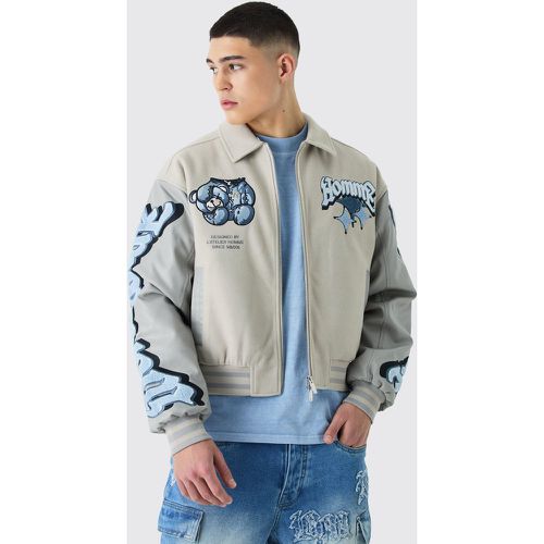 Bomber oversize à écussons - L - Boohooman - Modalova