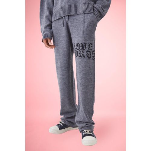 Relaxed Knitted Joggers With Gothic Font - Boohooman - Modalova