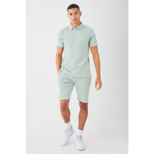 Ensemble gaufré avec polo et short homme - S - Boohooman - Modalova