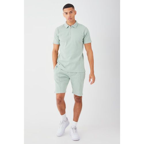 Ensemble gaufré avec polo et short - S - Boohooman - Modalova