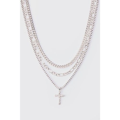 Collier superposé à pendentif croix - ONE SIZE - Boohooman - Modalova