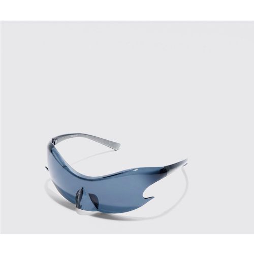 Shield Racer Mirror Lens Rimless Plastic Sunglasses - Boohooman - Modalova