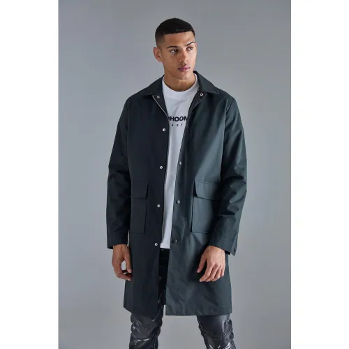 Imperméable mi-long à poches - XS - Boohooman - Modalova