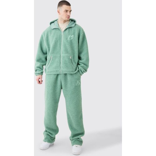 Survêtement oversize zippé à broderie - L - Boohooman - Modalova