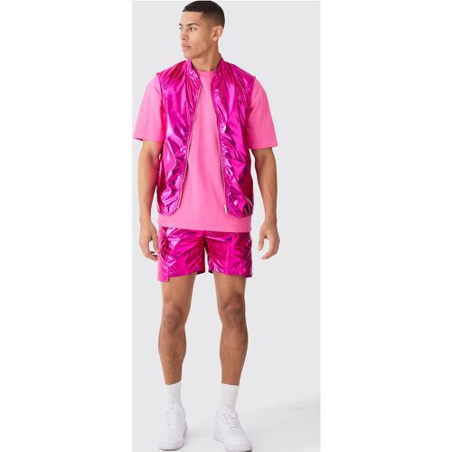 Ensemble métallisé avec débardeur et short - S - Boohooman - Modalova