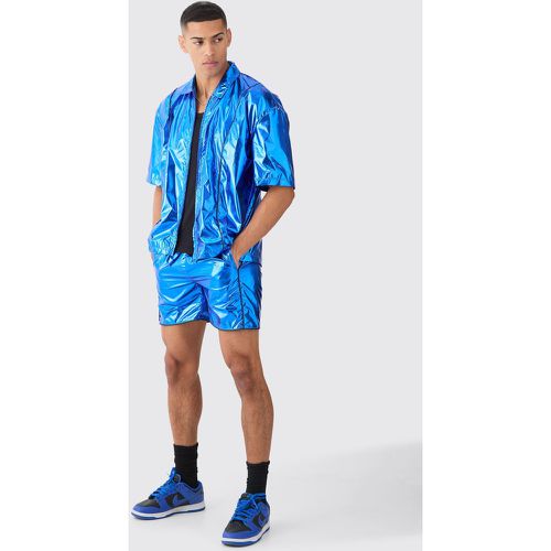 Ensemble oversize métallisé avec chemise et short - L - Boohooman - Modalova