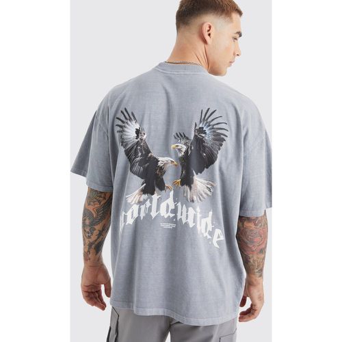 T-shirt oversize surteint à col montant et imprimé aigle - Boohooman - Modalova