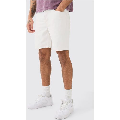 Slim Rigid Denim Shorts In White - Boohooman - Modalova