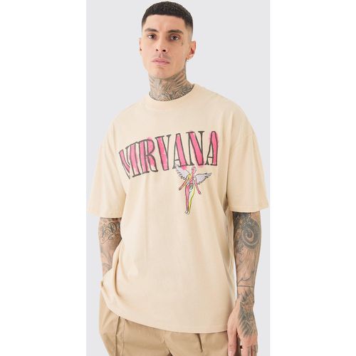 Tall Nirvana Oversized License T-shirt Sand - Boohooman - Modalova