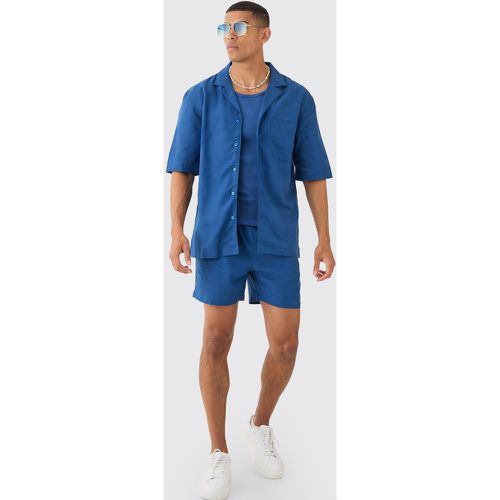 Ensemble en lin à poches avec chemise et short - L - Boohooman - Modalova