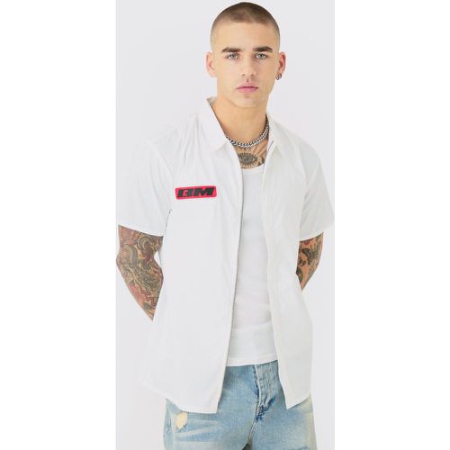 Chemise en popeline à manches courtes et imprimé moto - S - Boohooman - Modalova