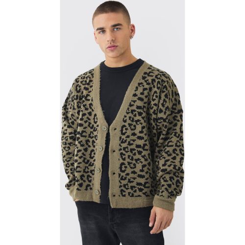 Cardigan oversize à imprimé léopard - S - Boohooman - Modalova