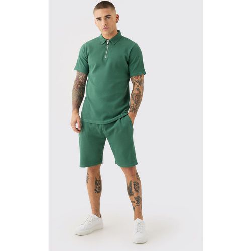 Ensemble gaufré avec polo et short - S - Boohooman - Modalova