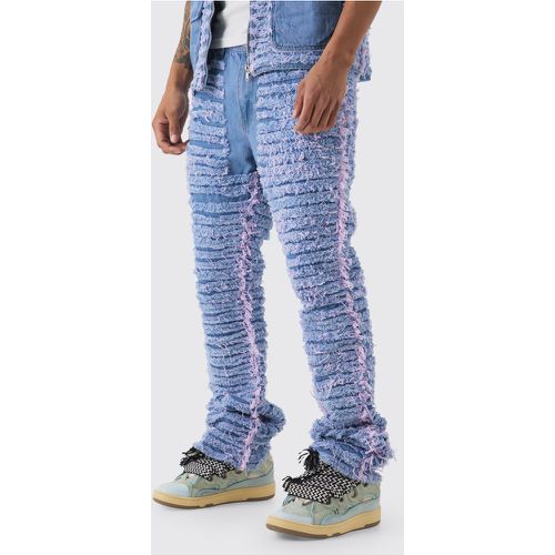 Slim Rigid Flare All Over Distressed Jeans In Lilac - - 28R - Boohooman - Modalova
