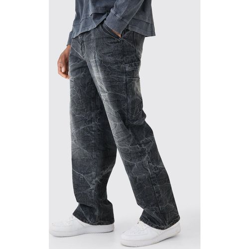 Baggy Rigid Carpenter Crinkle Denim Jeans In Washed Black - - 28R - Boohooman - Modalova