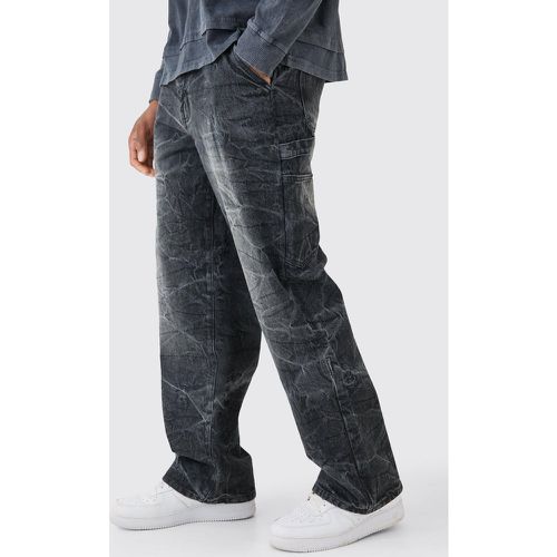 Jean charpentier baggy noir délavé - 28R - Boohooman - Modalova