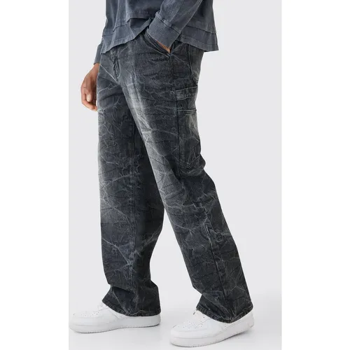 Jean charpentier baggy noir délavé - 32R - Boohooman - Modalova