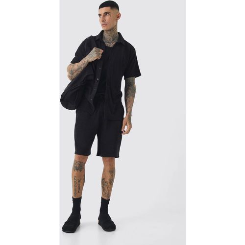 Tall - Ensemble en tissu éponge avec chemise, short et tote bag - L - Boohooman - Modalova