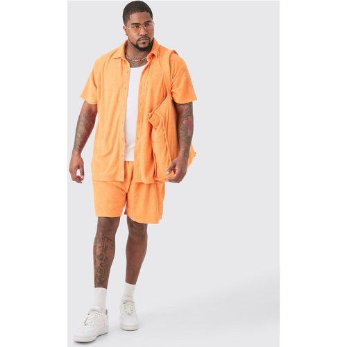 Grande taille - Ensemble en tissu éponge avec chemise, short et tote bag - XXL - Boohooman - Modalova