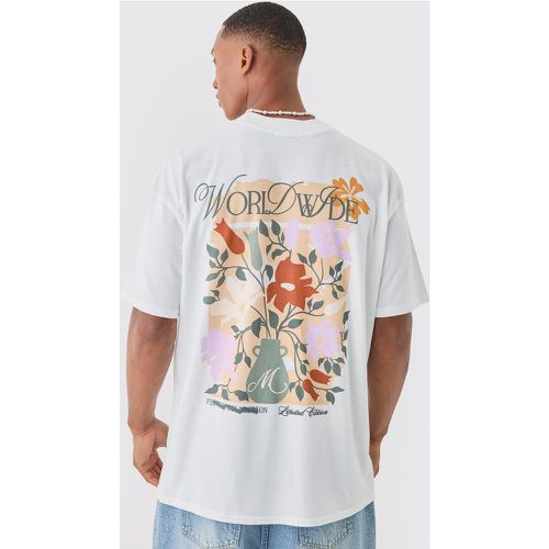 Oversized Floral Worldwide Print T-shirt - Boohooman - Modalova