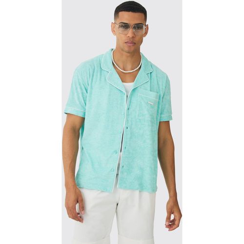 Chemise en tissu éponge à surpiqûres contrastantes - S - Boohooman - Modalova