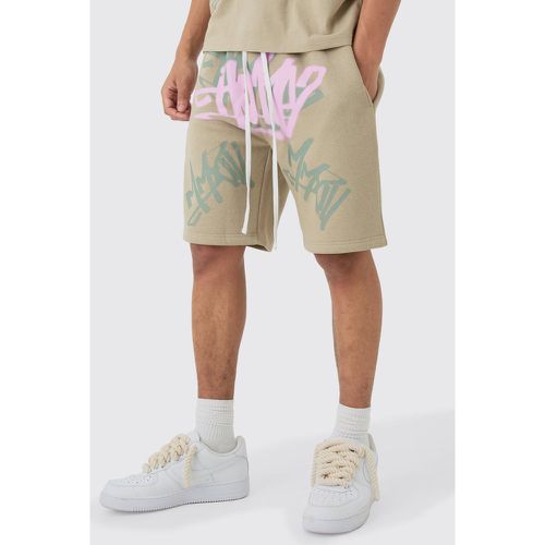 Short large en jersey à imprimé graffiti - S - Boohooman - Modalova