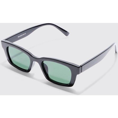 Chunky Plastic Green Lens Sunglasses In Black - Boohooman - Modalova