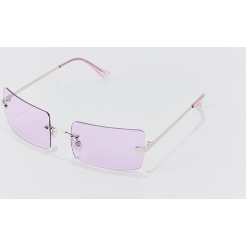 Rectangular Rimless Sunglasses In Purple - Boohooman - Modalova