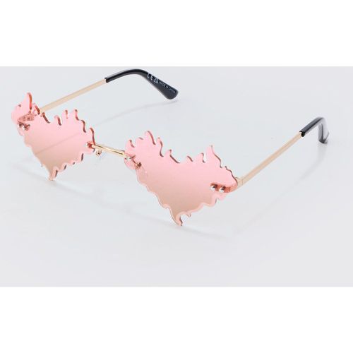 Heart Flames Rimless Sunglasses In Pink - Boohooman - Modalova