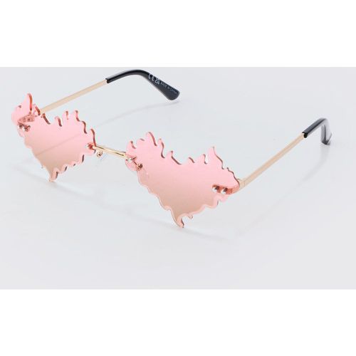 Lunettes de soleil sans bordure à imprimé cœur et flammes - ONE SIZE - Boohooman - Modalova