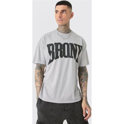 Tall Bronx Varsity Graphic T-shirt In Grey Marl - Boohooman - Modalova