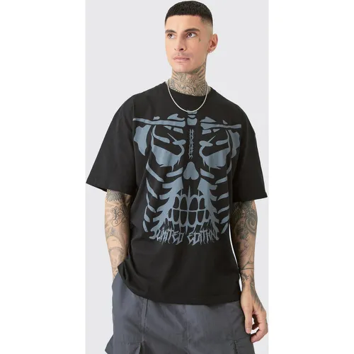 Tall All Over Skeleton Graphic T-shirt In Black - Boohooman - Modalova