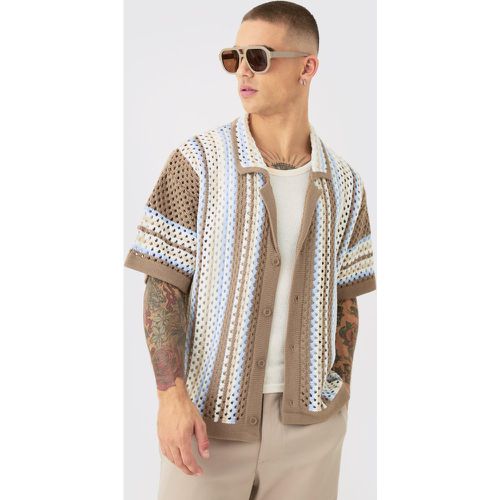 Chemise oversize rayée en maille - S - Boohooman - Modalova