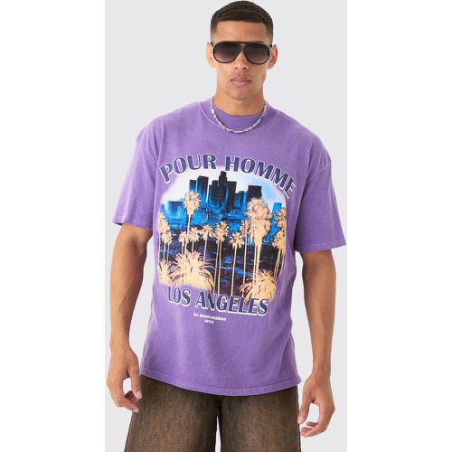 T-shirt oversize imprimé Los Angeles - M - Boohooman - Modalova