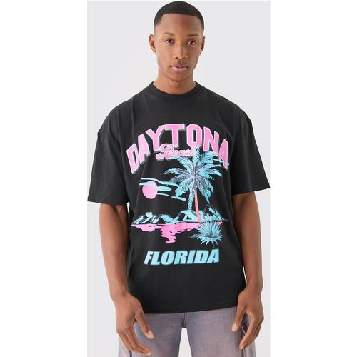 Oversized Daytona Florida Print T-shirt - Boohooman - Modalova