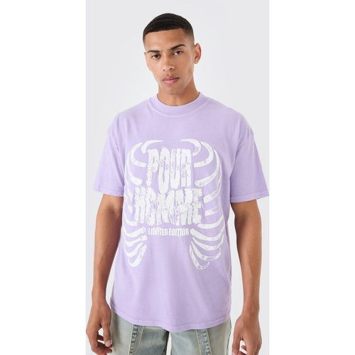 T-shirt oversize délavé à imprimé squelette - S - Boohooman - Modalova