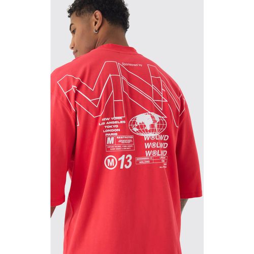 Oversized Extended Neck Back World Graphic T-shirt - M - Boohooman - Modalova