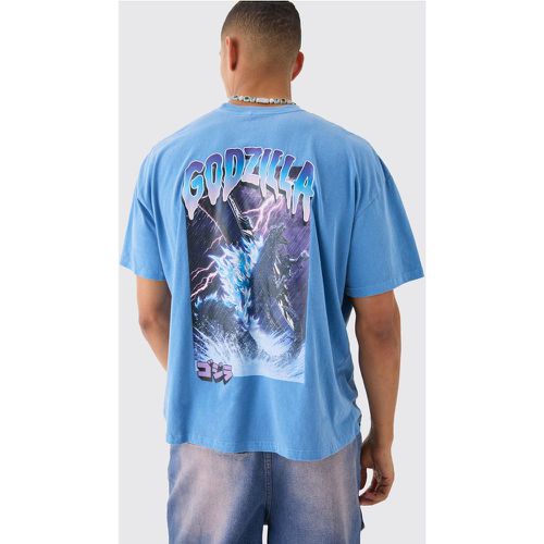 T-shirt oversize délavé à imprimé Godzilla - M - Boohooman - Modalova