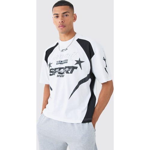 T-shirt oversize imprimé à col montant et imprimé moto - S - Boohooman - Modalova