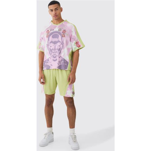 Ensemble fleuri à broderie avec t-shirt et short - S - Boohooman - Modalova