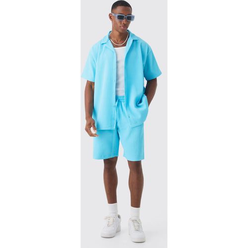 Ensemble oversize plissé avec chemise à manches courtes et short - S - Boohooman - Modalova