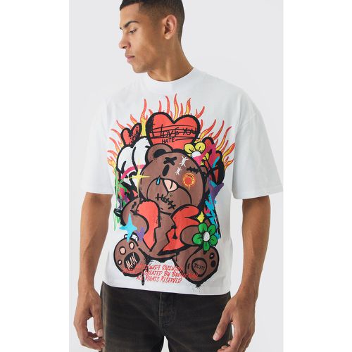 T-shirt oversize à imprimé graffiti - S - Boohooman - Modalova