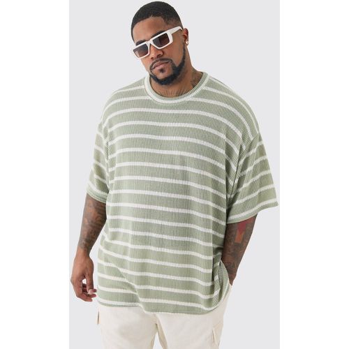 Grande taille - T-shirt rayé en maille - XXXL - Boohooman - Modalova