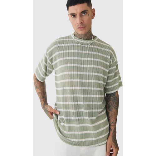 Tall - T-shirt rayé en maille - L - Boohooman - Modalova