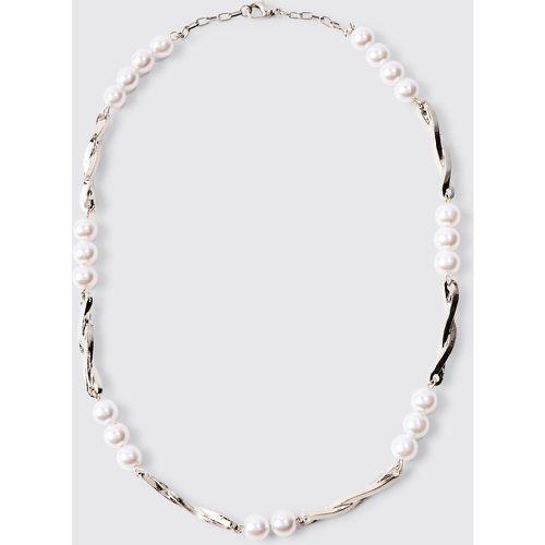 Pearl And Metal Necklace In Silver - Boohooman - Modalova