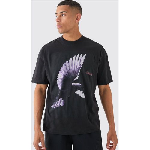 Oversized Extended Neck Dove Graphic T-shirt - Boohooman - Modalova